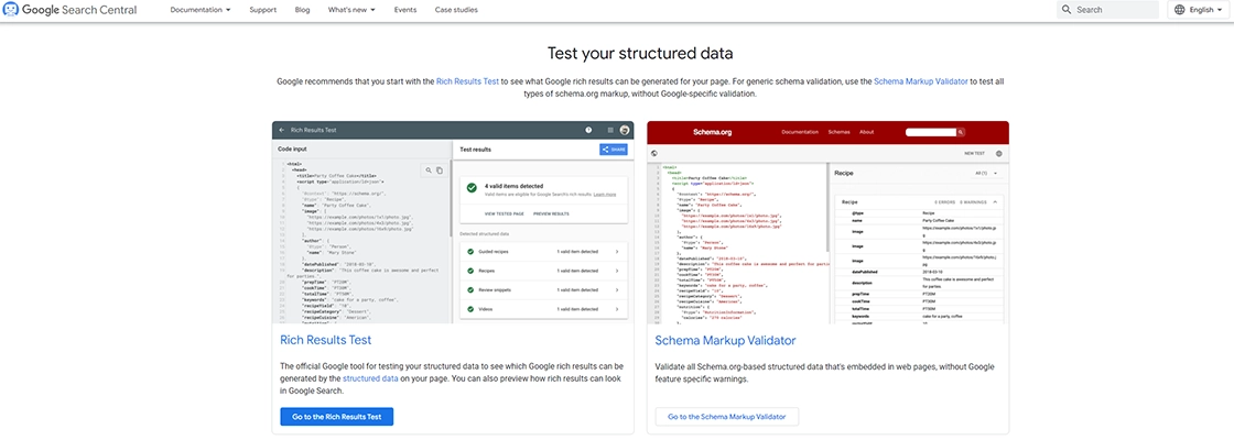 Google Search Essentials Structured Data Test
