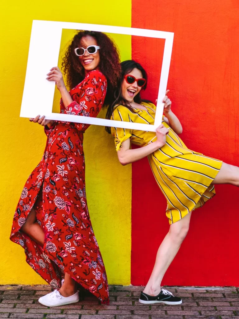 Delicious Content: Two Women Posing in Social Post Cutout