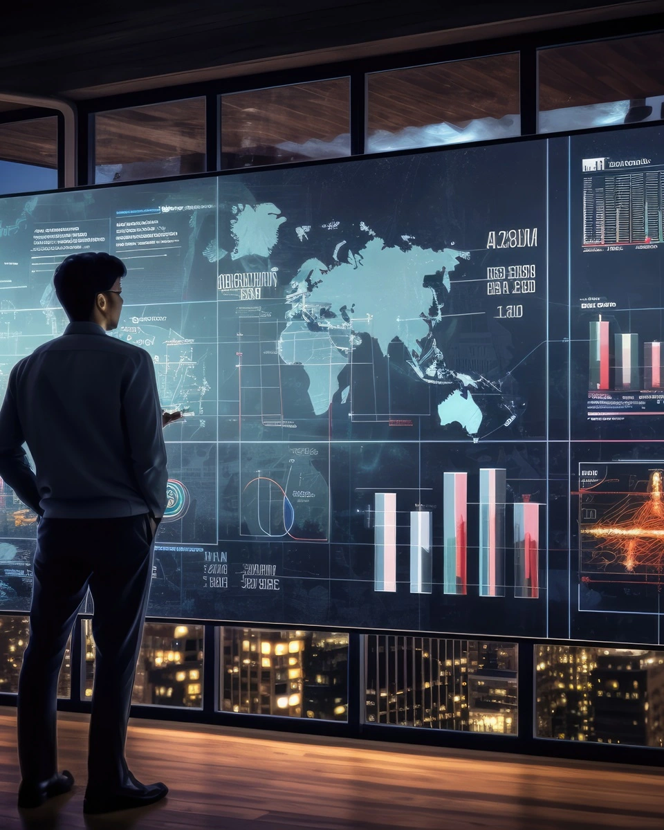 Enterprise SEO: Man Standing in Front of Tech Board with Information/Graphs