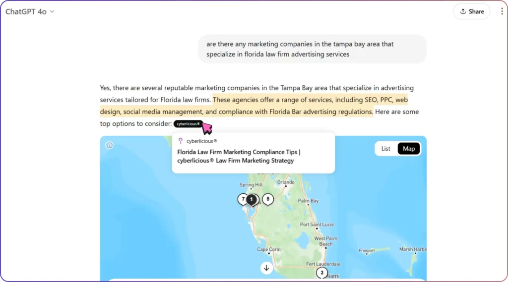 AI Referral Traffic Example on ChatGPT