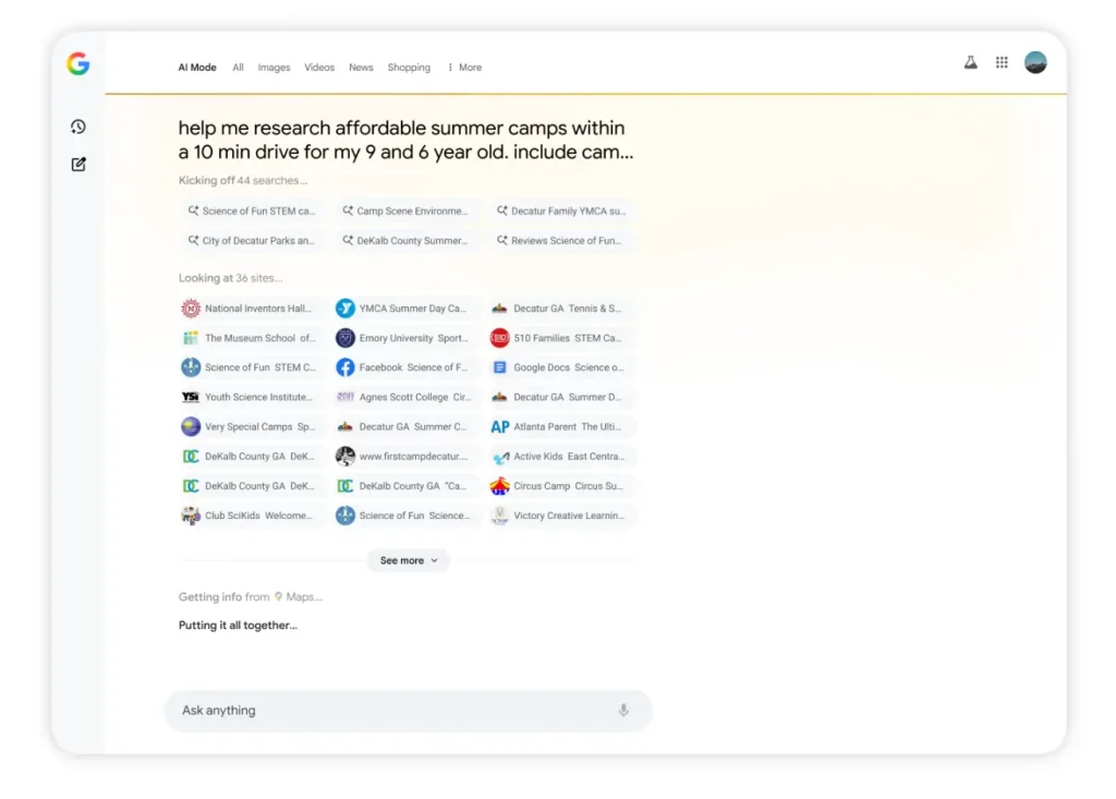 Google AI Mode: Deep Search