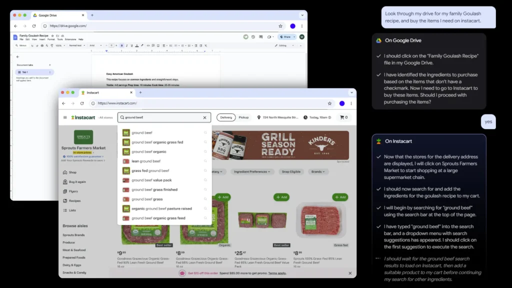Google I/O 2025: Project Mariner Example