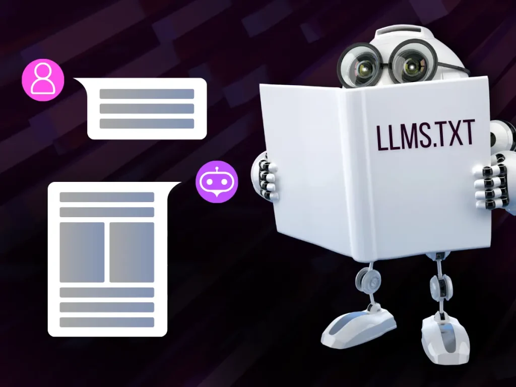 AI Robot Reading llms.txt and Answering User