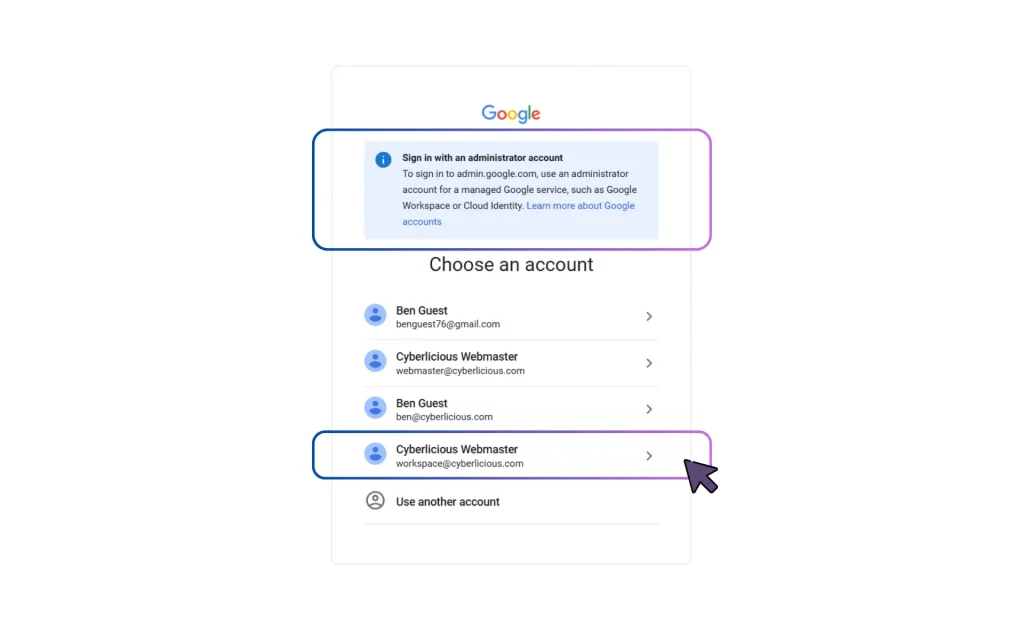 Transferring Google Unmanaged Users: Sign In