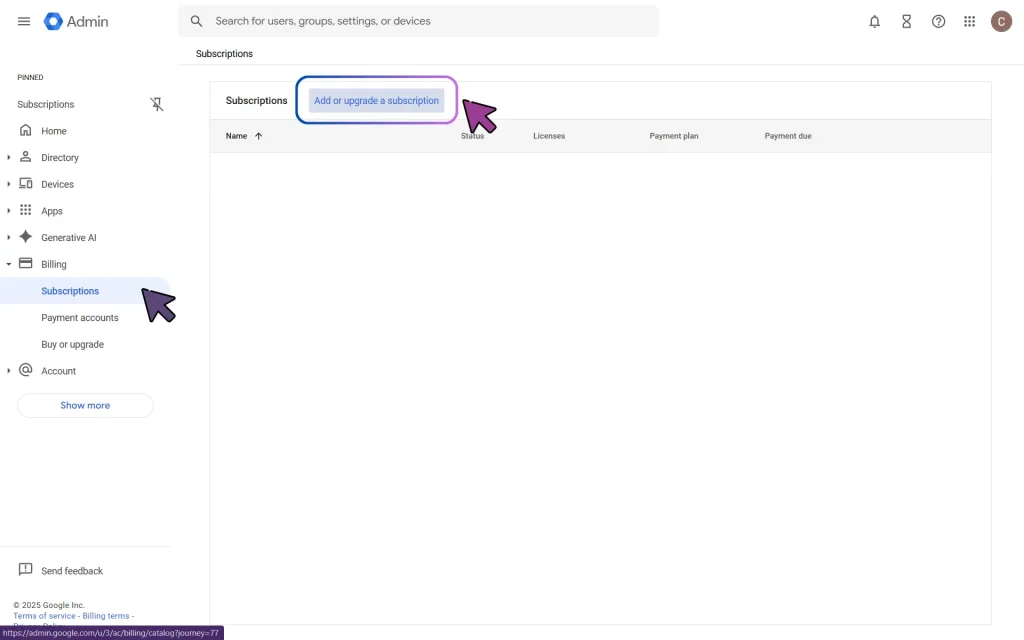 Transferring Google Unmanaged Users: Subscriptions