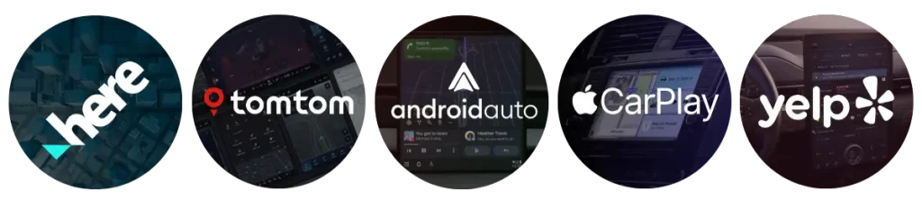 In-Car Navigation Brands/Tools for Businesses: HERE, TomTom, Android Auto, Car Play, Yelp