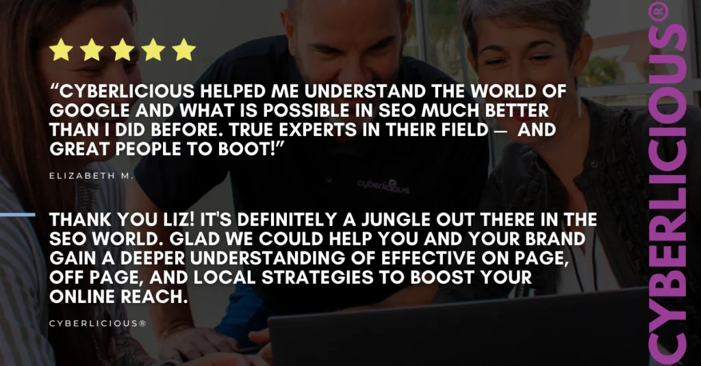 Google Review Strategy: Example of review for cyberlicious with response