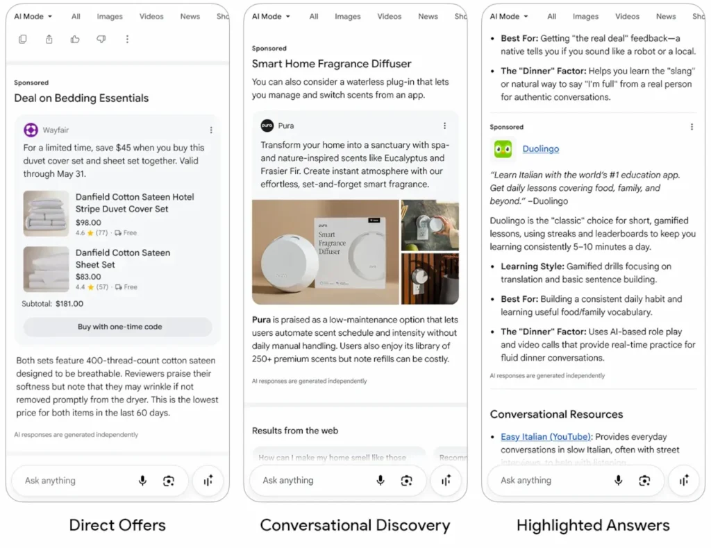Google Marketing Live 2026: Example of Ads if AI Mode