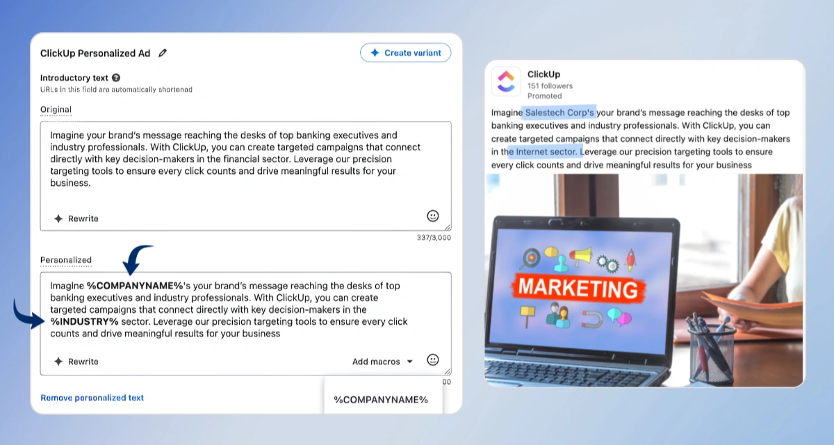 LinkedIn AI Personalization Ad Example