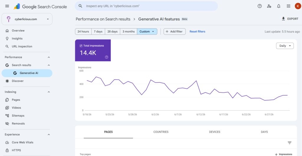 Google Search Console AI Generative Report
